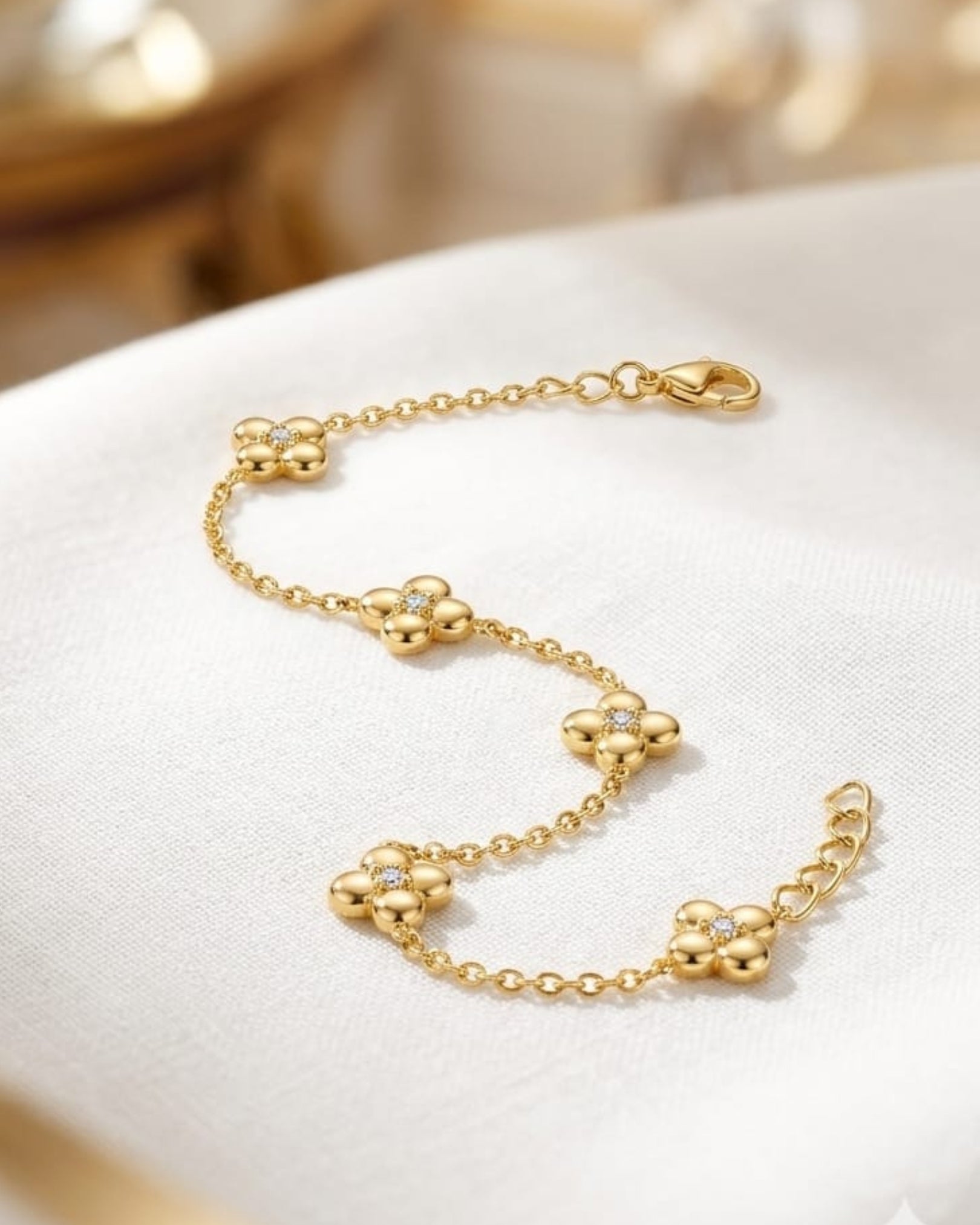 Floral Gold Chain Bracelet