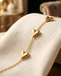 Triple Heart Gold Chain Bracelet
