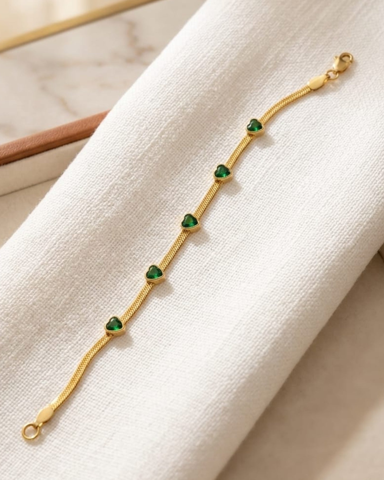 Emerald Heart Gold Bracelet