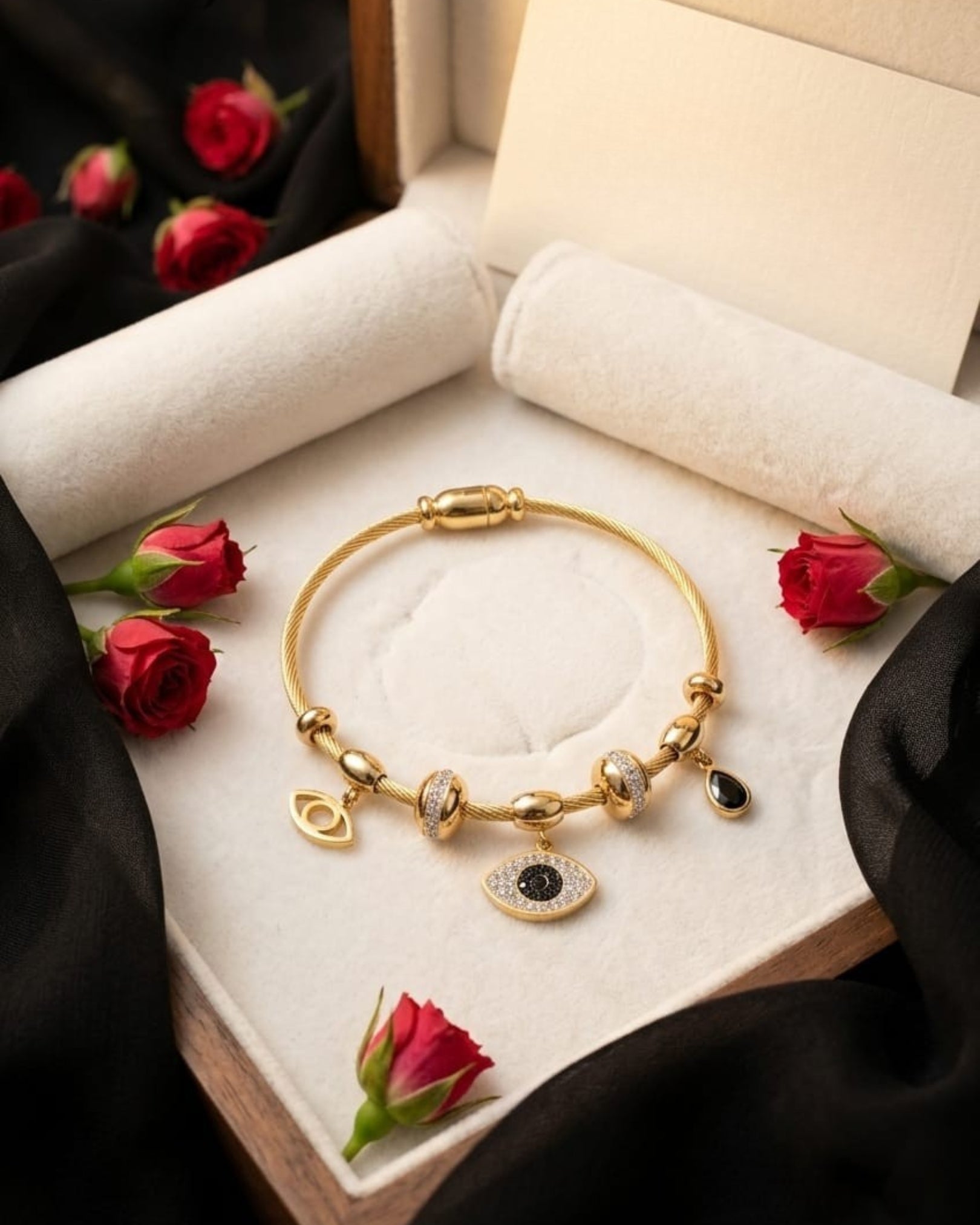 Kids Evil Eye Charm Gold Bracelet