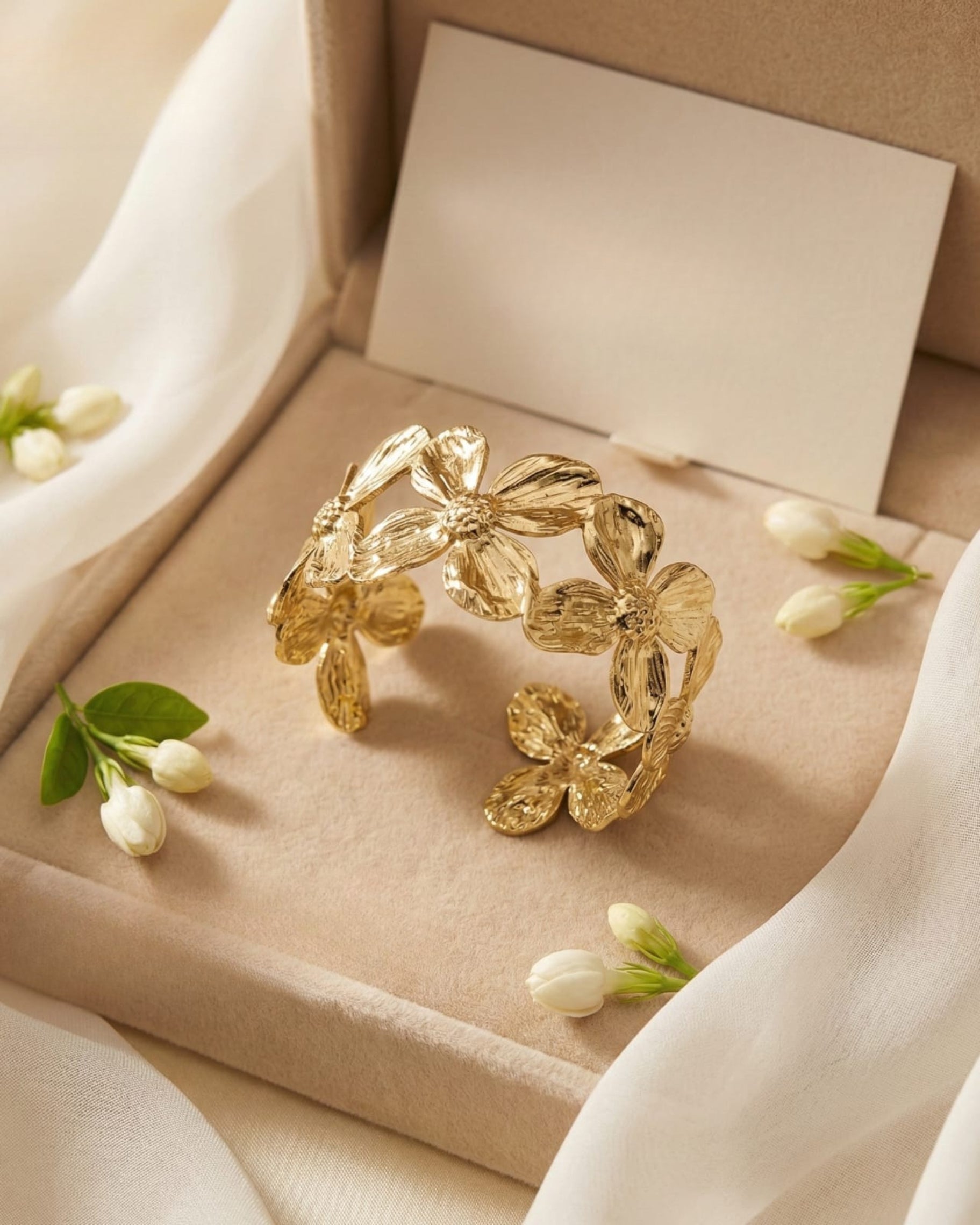 Floral Gold Cuff Bracelet