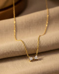 Twin Heart Crystal Gold Chain