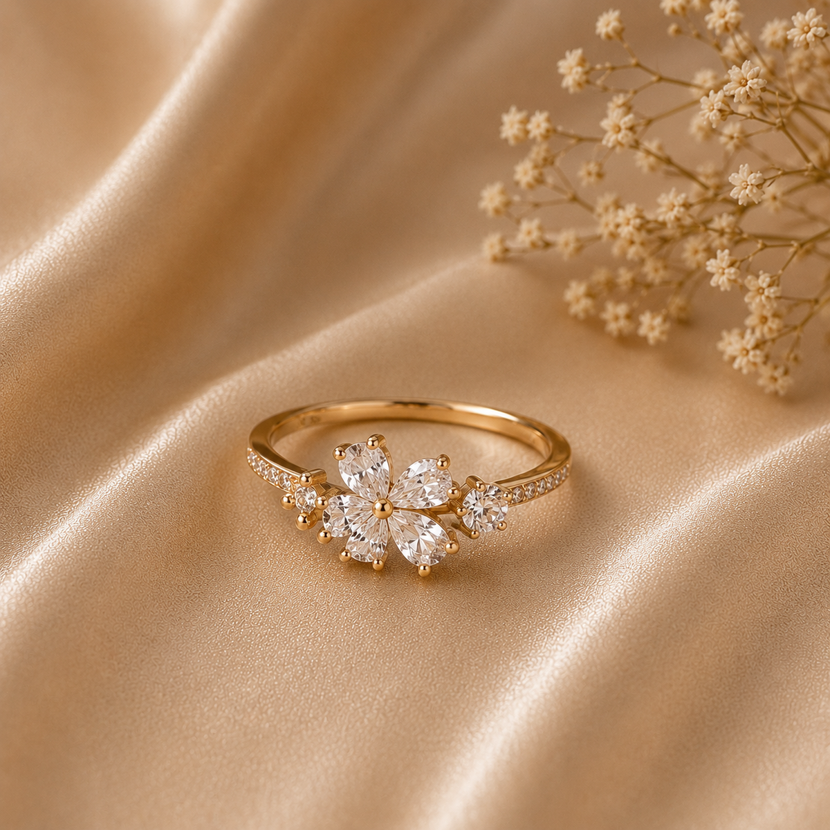 Blooming Crystal Floral Ring