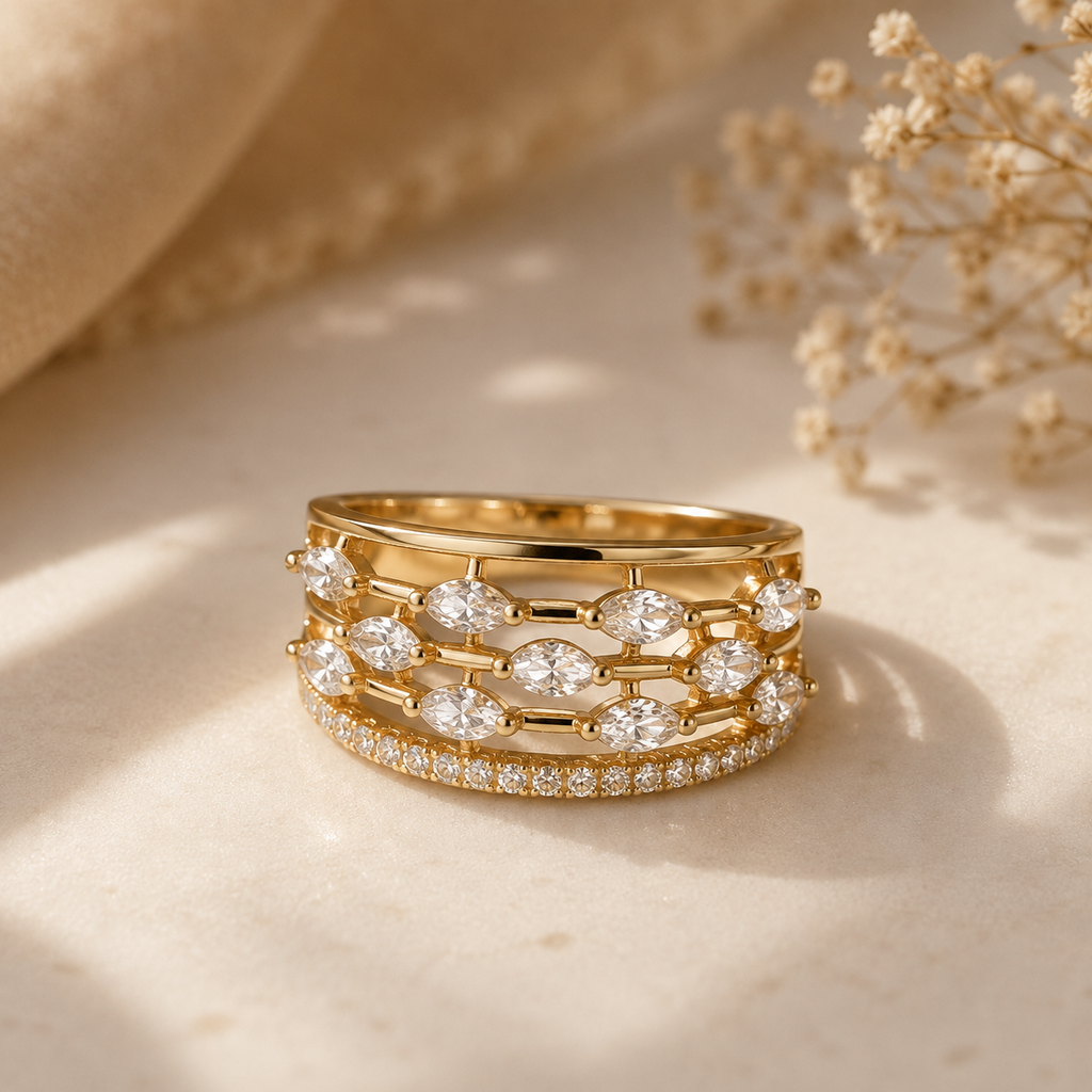 Crystal Cascade Statement Ring