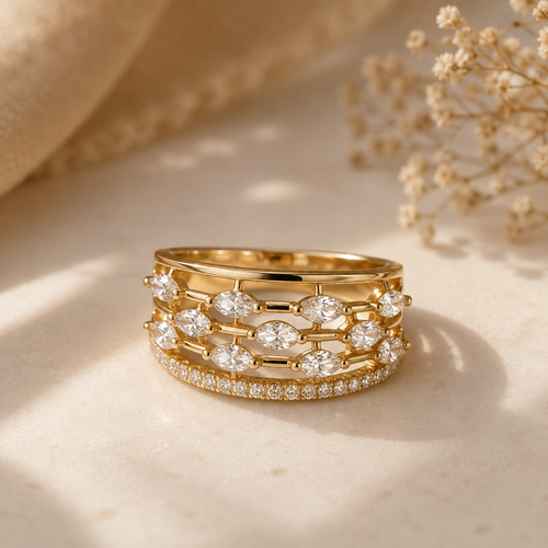 Crystal Cascade Statement Ring
