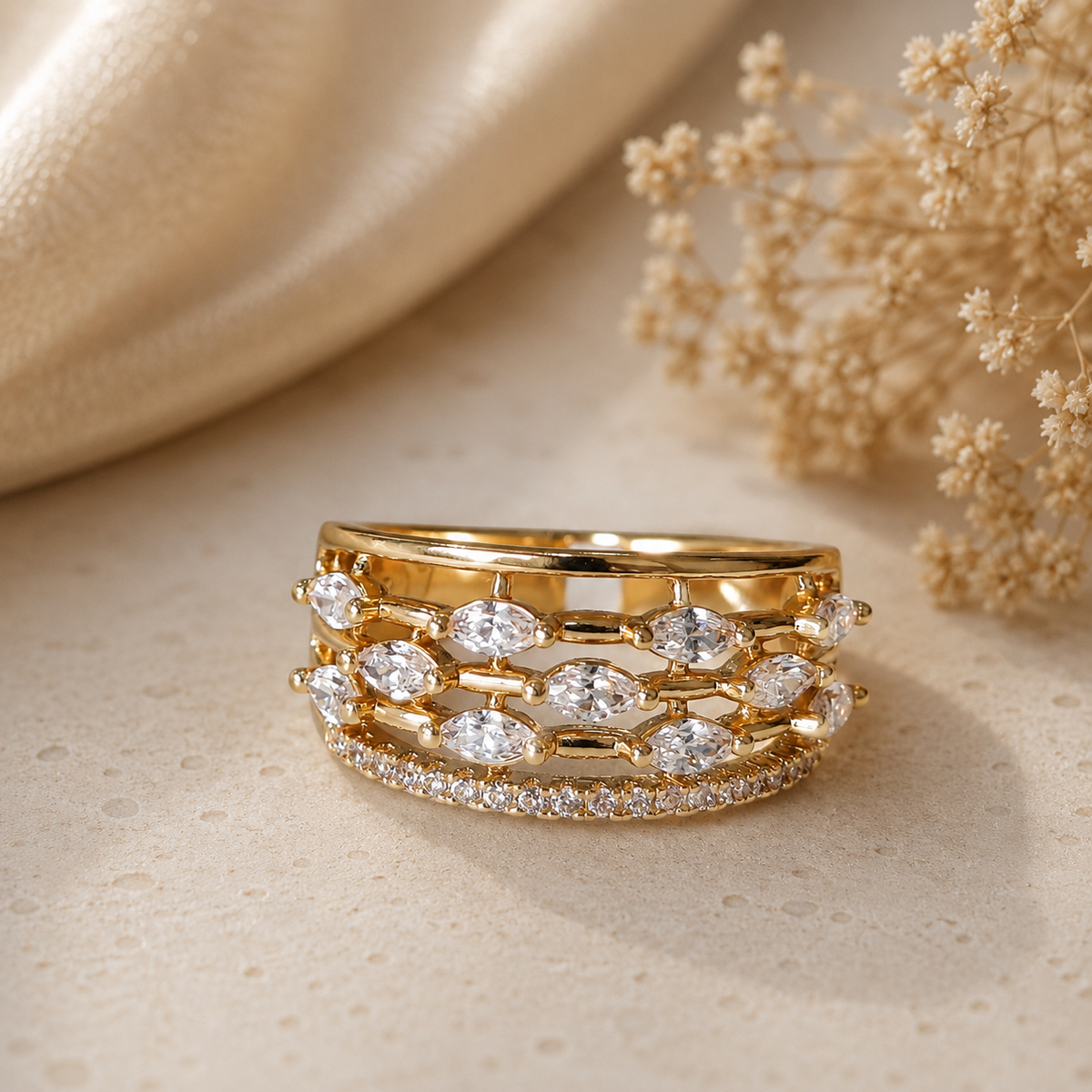 Crystal Cascade Statement Ring