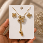 Golden Bloom Drop Necklace Set