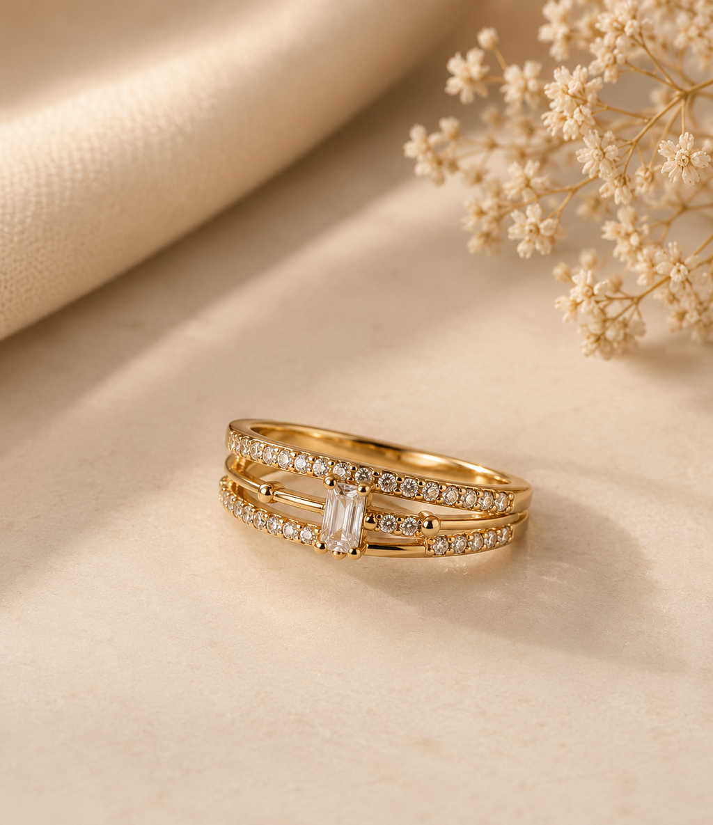 Emerald Crystal Statement Ring