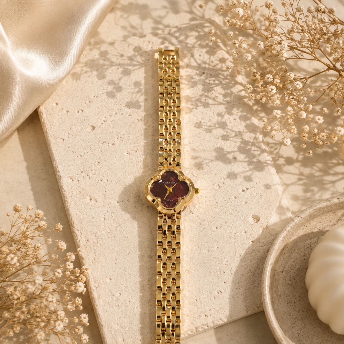 Floral Charm Gold Watch