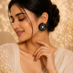 Midnight Bloom Pearl Earrings