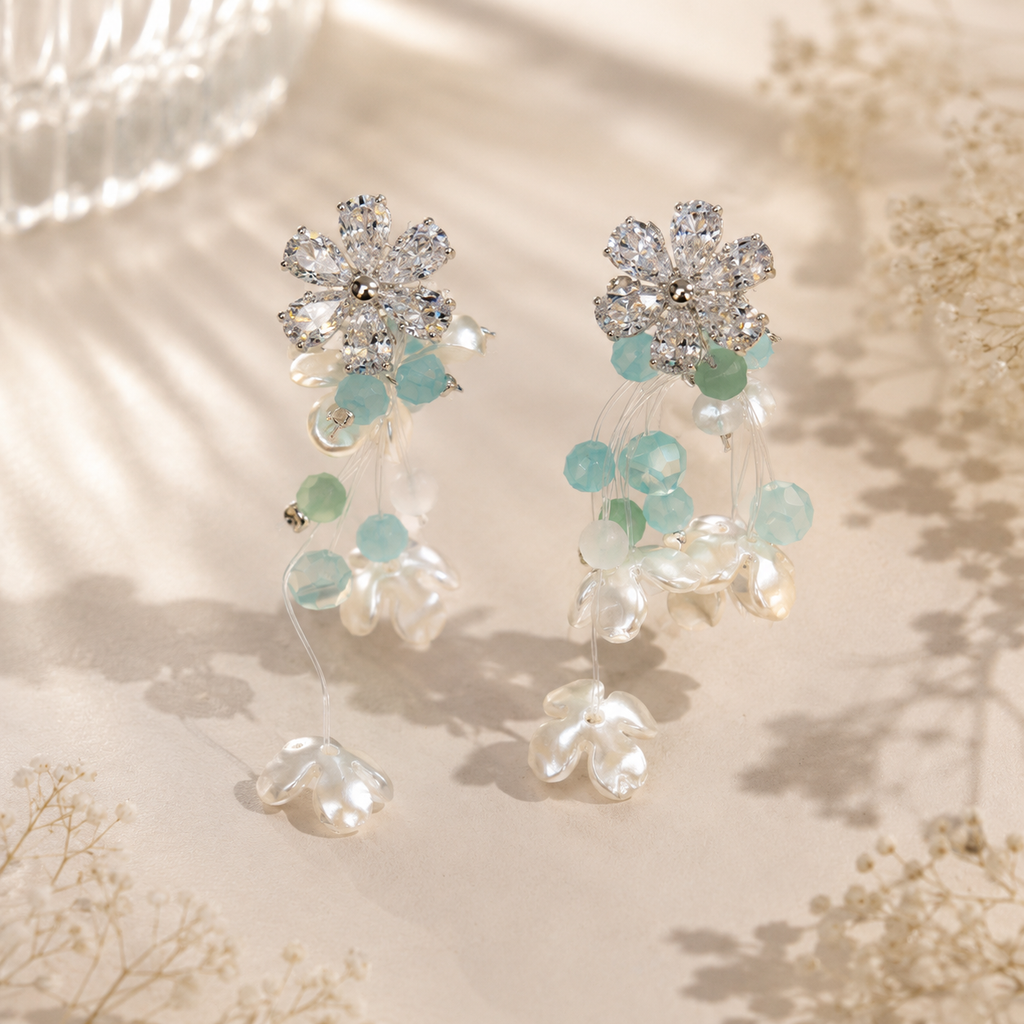 Celestial Bloom Pearl Earrings