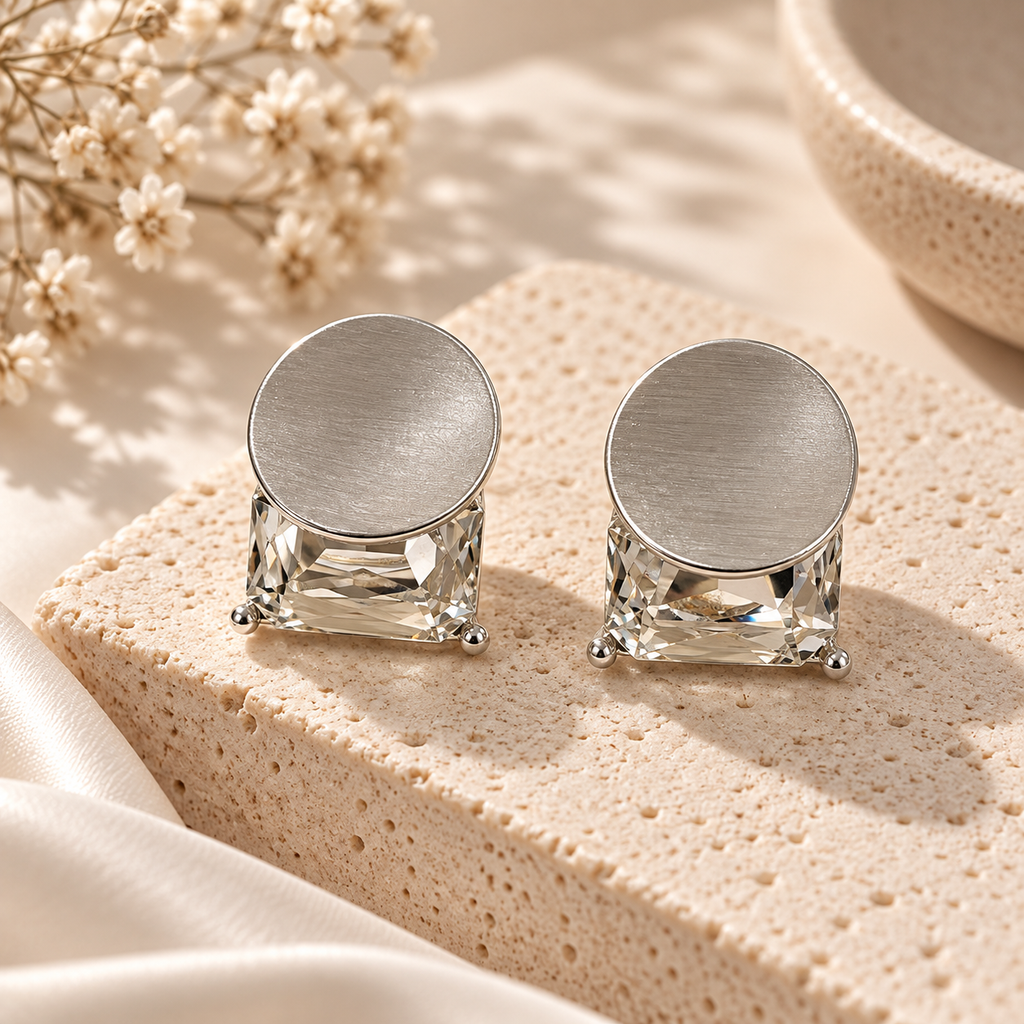 Sterling Gem Crest Studs