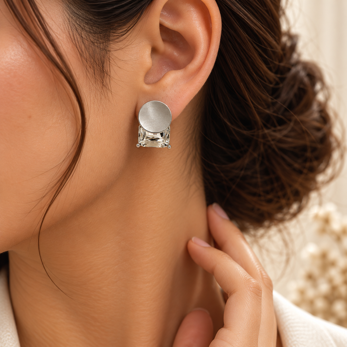 Sterling Gem Crest Studs