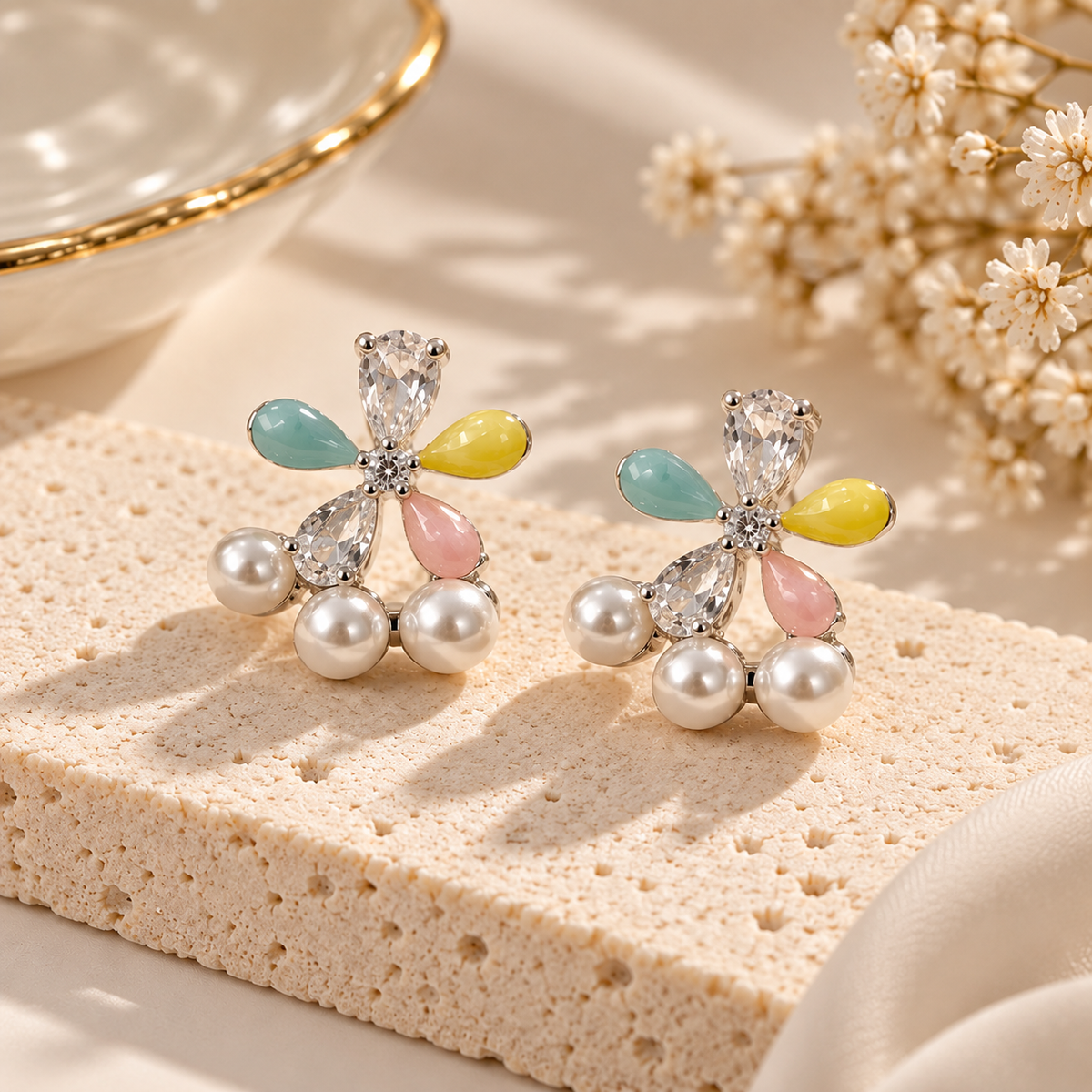Pastel Petal Pearl Studs