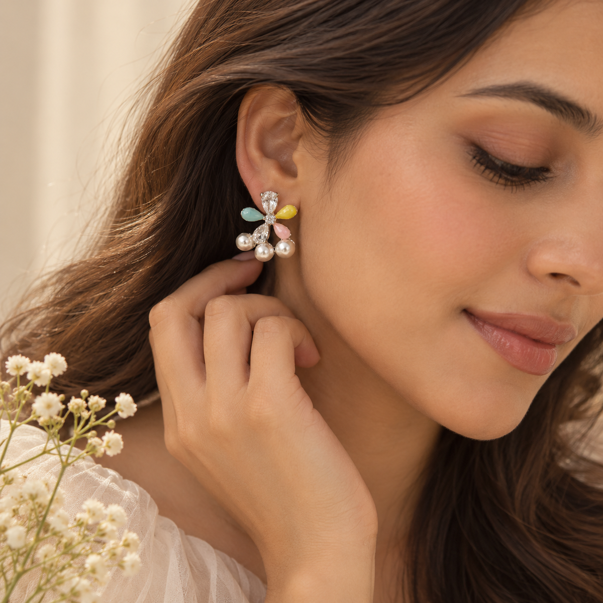 Pastel Petal Pearl Studs