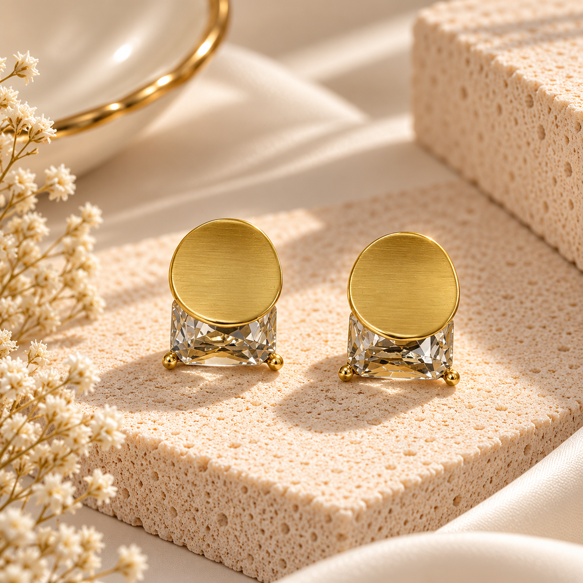 Gilded Gem Crest Studs