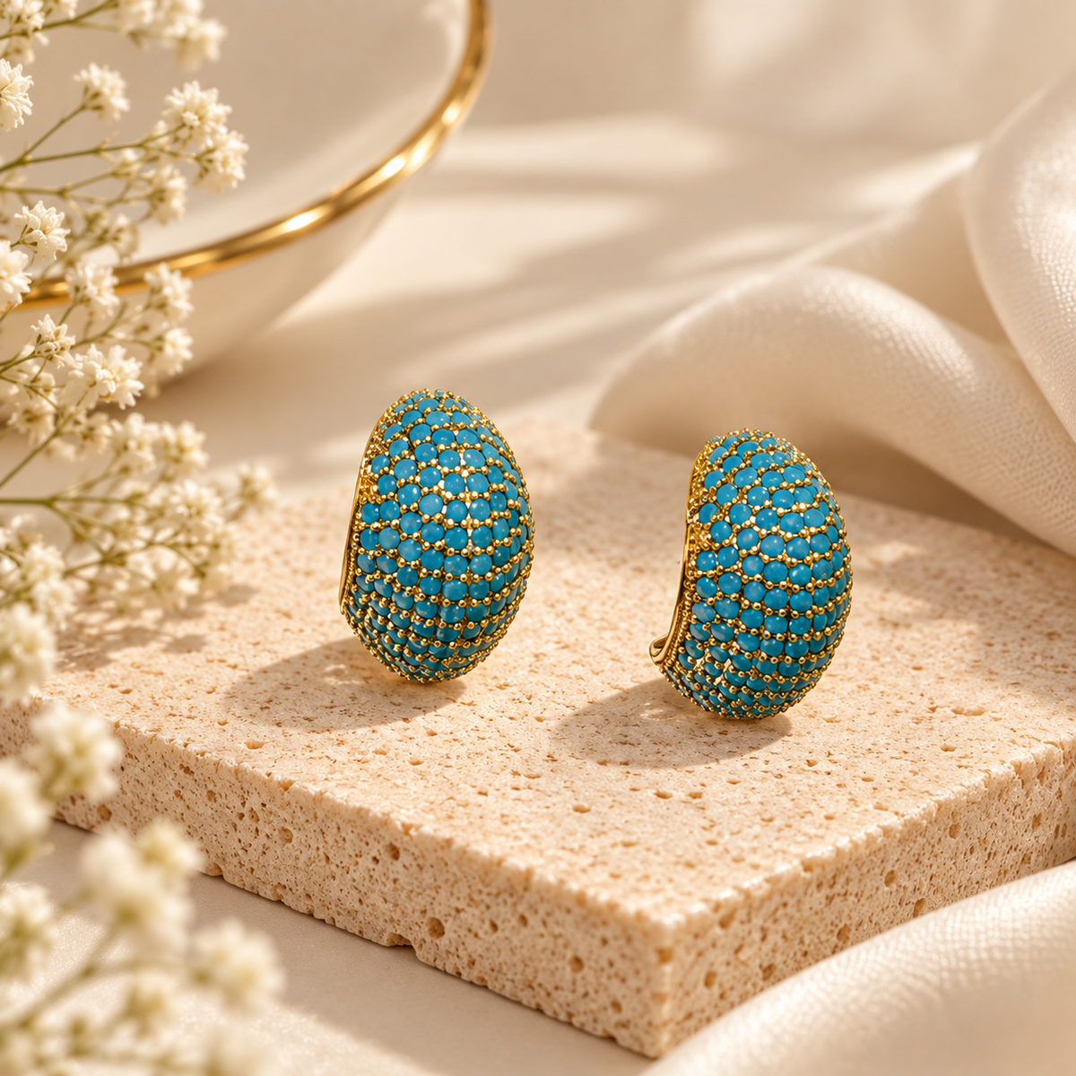 Aqua Mosaic Dome Cuffs