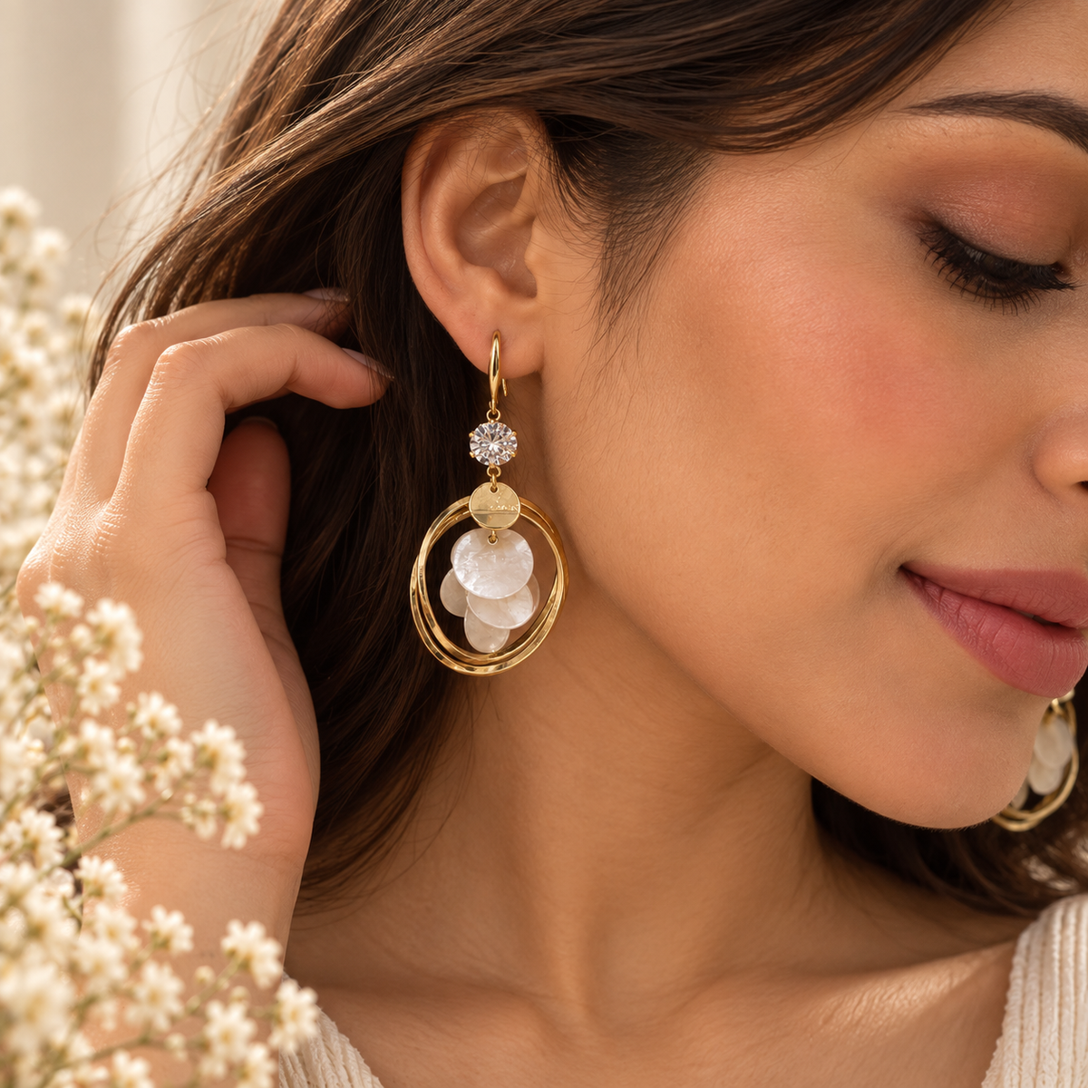 Pearl Halo Cascade Dangles
