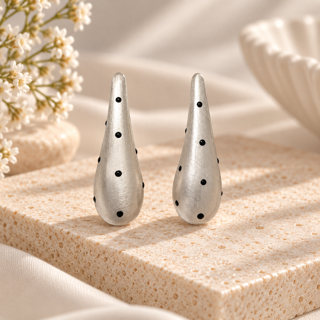 Silver Dot Teardrop
