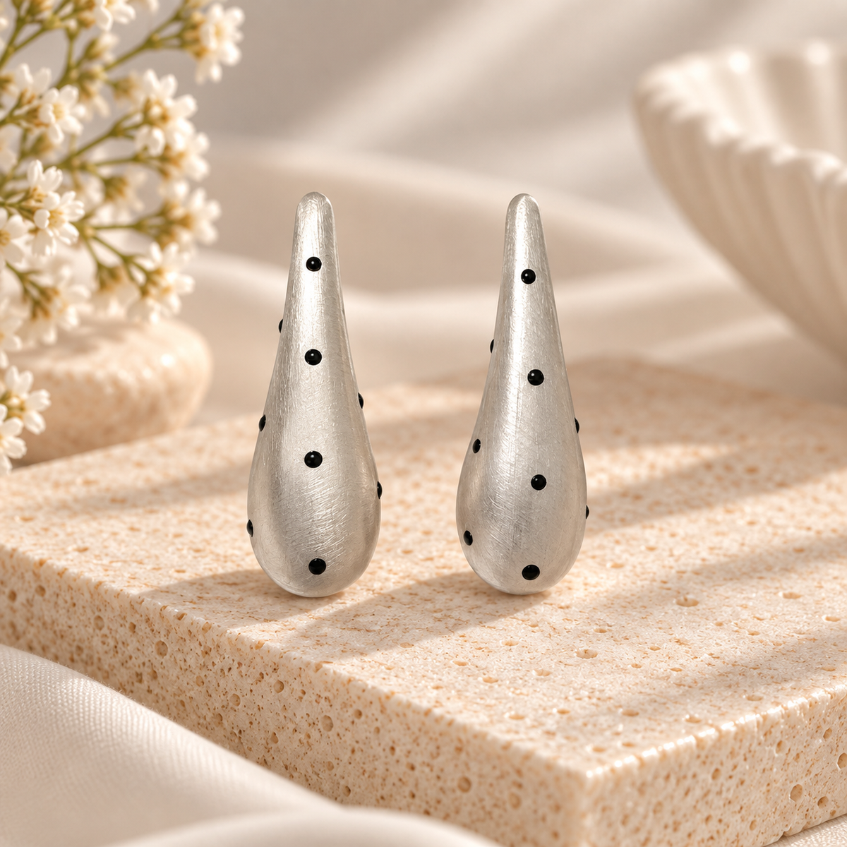 Silver Dot Teardrop