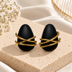 Brushed Black Oval Studs