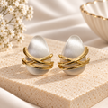 Brushed silver Oval Studs