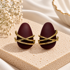 Brushed Maroon Oval Studs