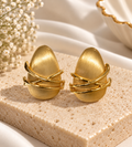 Brushed Gold Oval Studs